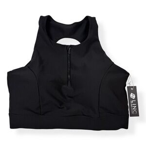 Linc Active "Determined Bra" Womens XXL 2XL Onyx Black Front Zip NWT